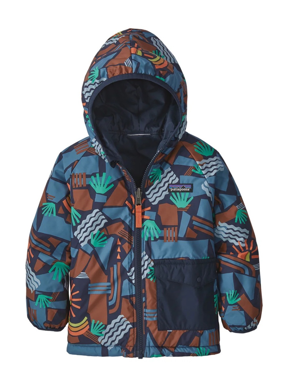Patagonia baby reversible puff-ball jacket 12-18 navy